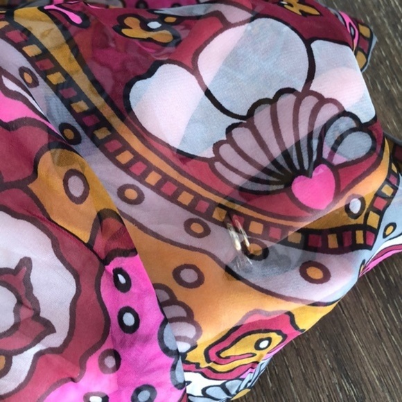 Burmel vintage mod floral motif oblong silk scarf - Picture 4 of 8